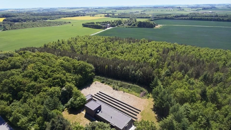 Randers Kommune, vandforsyningsselskabet Verdo og Naturstyrelsen vil gå sammen om 215 hektar ny skov i dette område syd for Randers. Foto: Naturstyrelsen