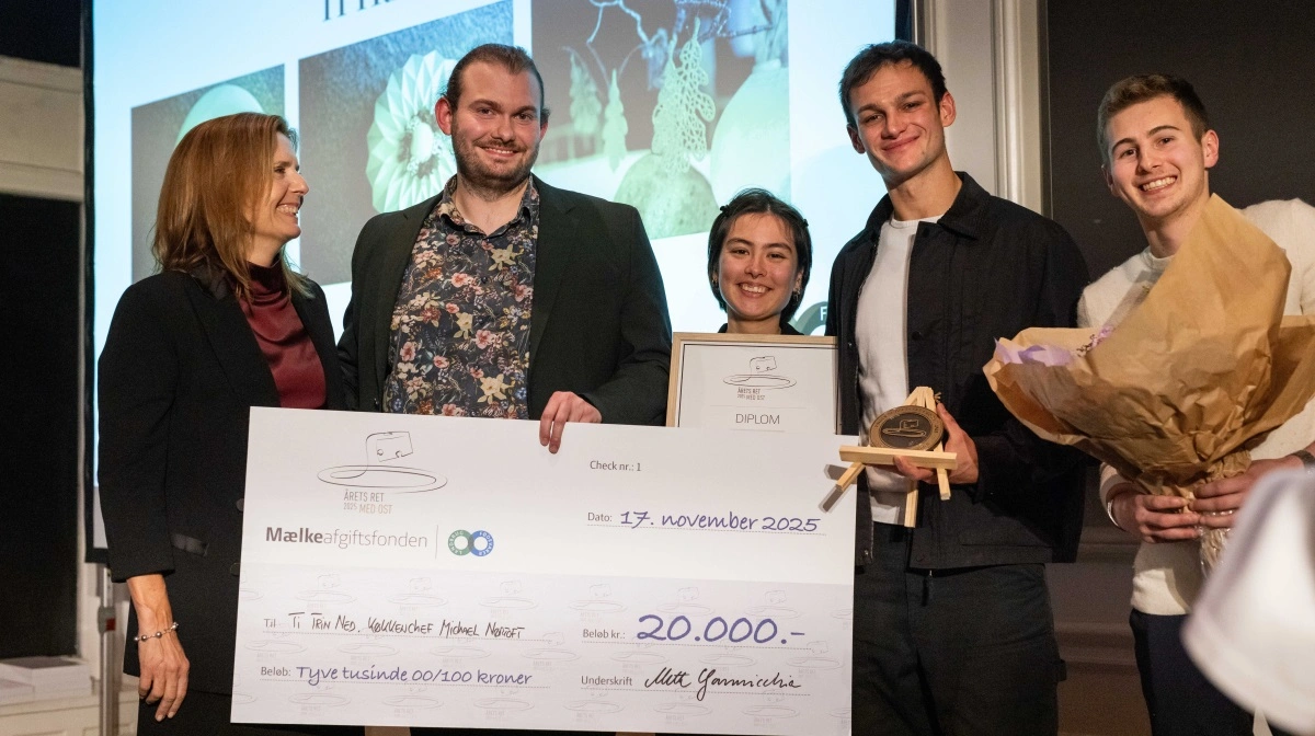 Årets ret med ost 2025 blev vundet af Restaurant Ti Trin Ned.  Fotos: Landbrug & Fødevarer 