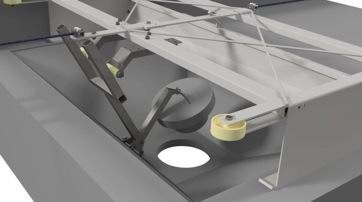 Det nye gylleudslusningssystem fra LJM er udviklet til at matche de gældende krav om, at gyllehøjden i gyllekanalerne højest må være 10 centimeter, og at gylleudslusningerne skal kunne dokumenteres. Illustration: LJM.

