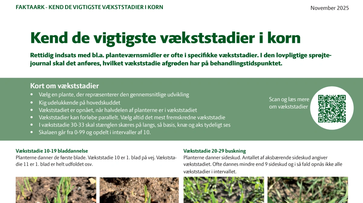 To nye faktaark med en enkel gennemgang af angivelse af vækststadier er netop udgivet.