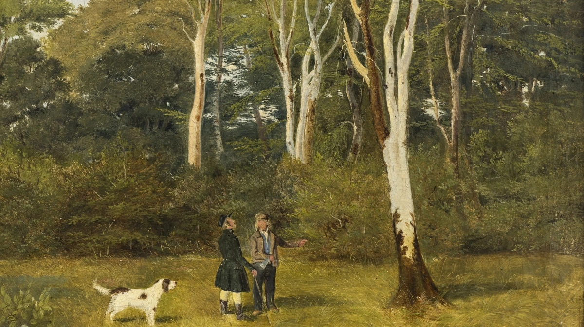 »Træer vises ud i skoven«, u.å. Af Roed Jørgen. Nivaagaards Malerisamling