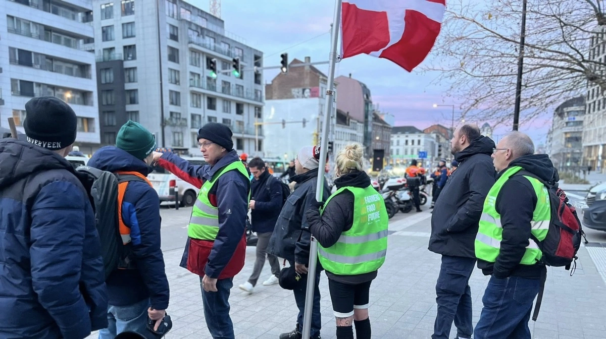 Den lille danske gruppe holdt fanen højt under demonstrationerne. Fotos: NOFFF.eu