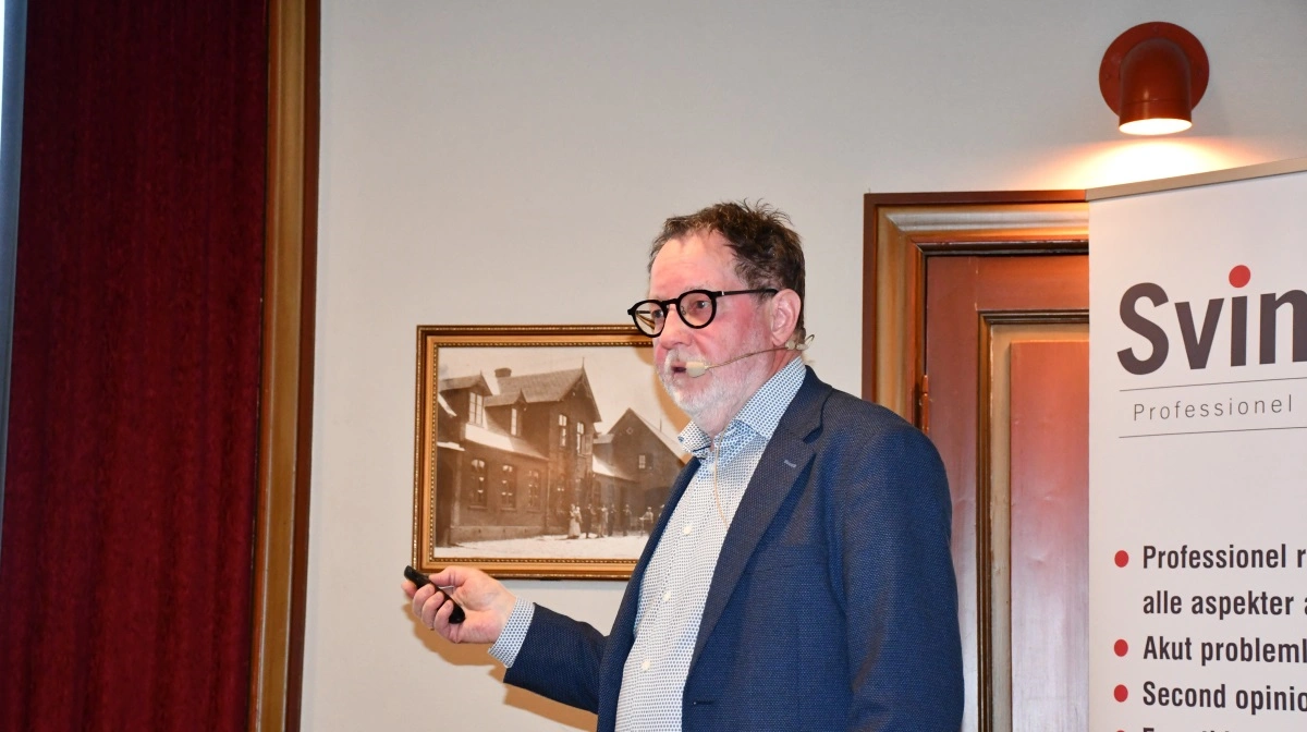 - Når vi løfter os lidt op, og vi har vores gode dage, så synes jeg faktisk, at vi har gang i rigtig mange gode ting i dansk griseproduktion, sagde Per Olsen, sekretariatschef i Danske Svineslagterier, Landbrug & Fødevarer, ved SvineVets årsmøde tirsdag. Fotos: Camilla Bønløkke