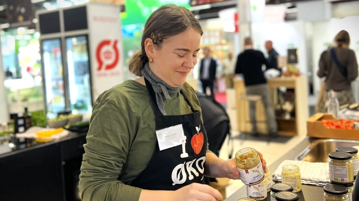 De danske virksomheder har Ø-mærket i ryggen på fagmessen BioFach. Danmark er kendt for en grundig, statslig økologikontrol og høj fødevaresikkerhed. Foto: Økologisk Landsforening