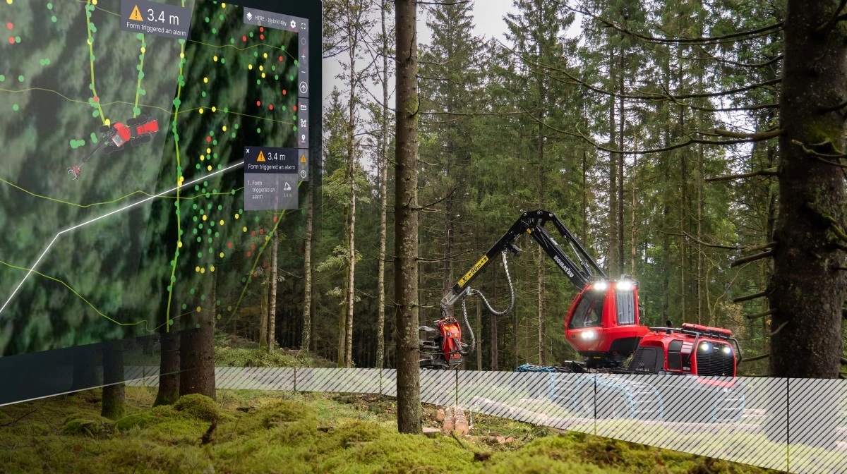 Komatsus Smart Forestry-platform kombinerer maskindata, kortmateriale og geofence-zoner, så entreprenøren kan følge arbejdet i realtid. Systemet giver overblik over maskinernes placering, arbejdsområder og hændelser og understøtter både effektiv planlægning, dokumentation og sporbarhed i moderne skovdrift.