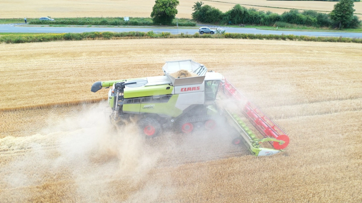 En Claas Lexion-mejetærsker i gang under høsten. Med den kommende EU-typegodkendelsesordning for motorredskaber bliver det muligt at få godkendt maskiner som denne på tværs af EU uden særregler i hvert medlemsland. Foto: Per Jørgensen