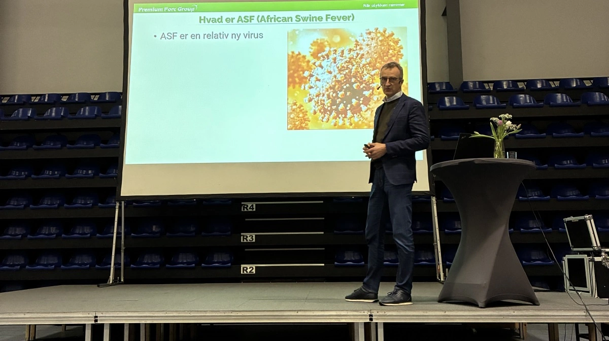 Aftenen bød også på et indlæg fra Lars V. Drescher, der er medstifter og CEO for Premium Porc Group, som har grise i Rumænien. Han fortalte om, hvordan det er at blive ramt af afrikansk svinepest.