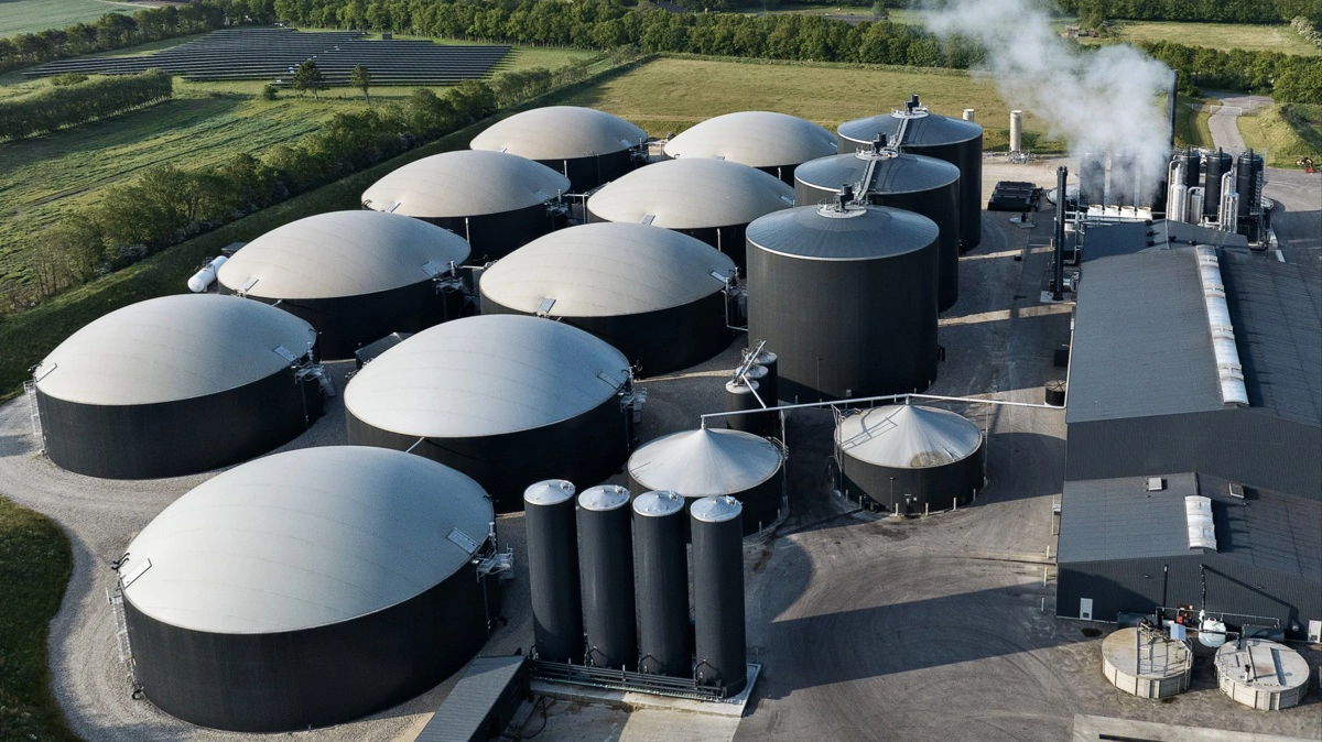 BioCirc beskæftiger sig med biogasanlæg, og har flere rundt om i landet. Her er det Vinkel Biogas nordvest for Viborg. Arkivfoto