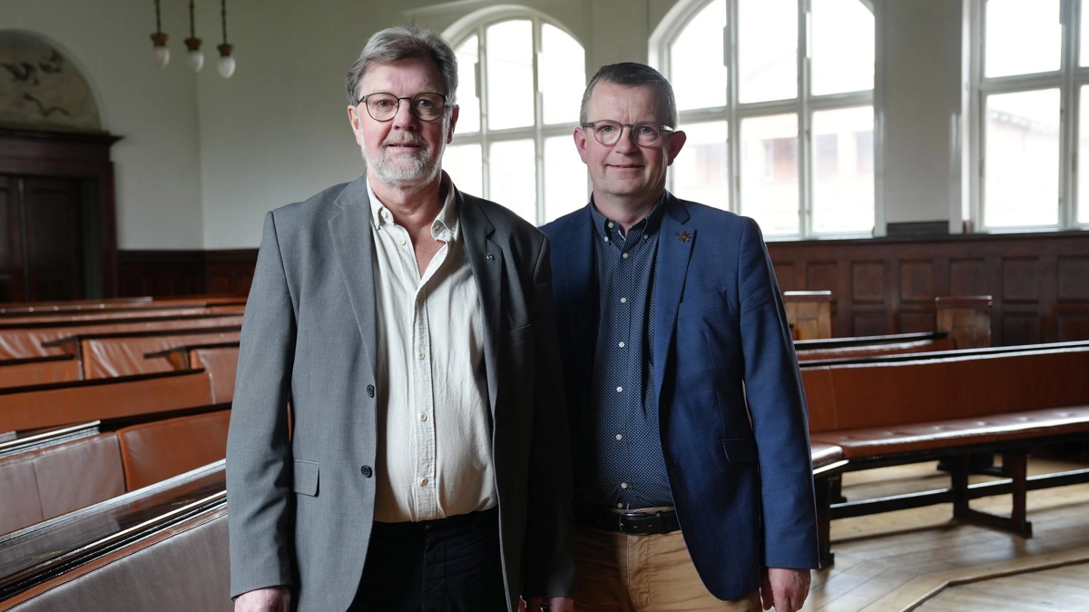 Tidligere bestyrelsesformand, Jens Jacobsen (tv.), og den nye mand på posten, Morten Andersen. Pressefoto