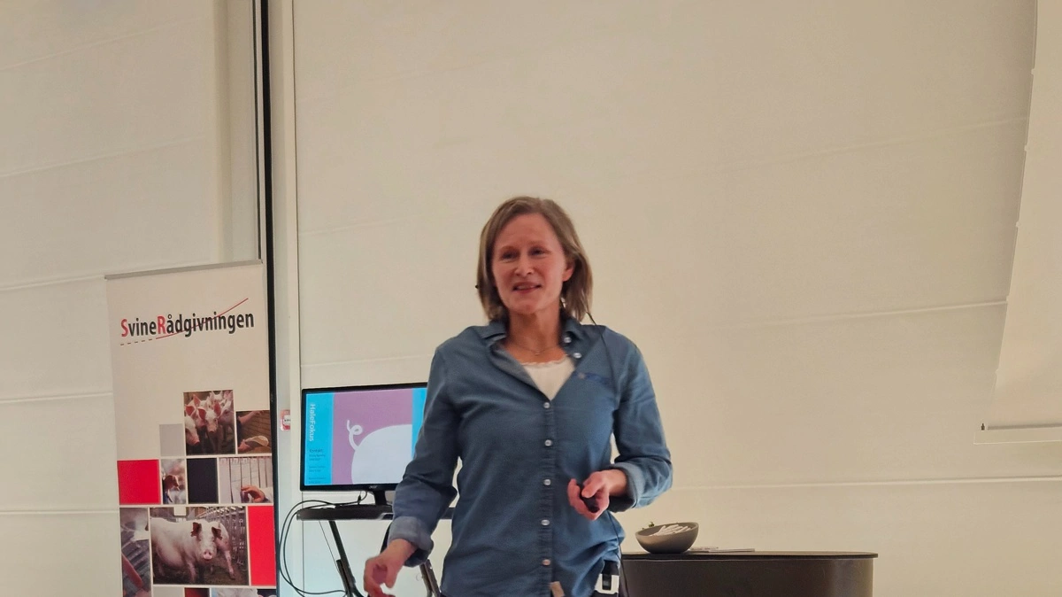 Dyrlæge Mette Gade fra Porcus talte blandt andet om brucellose, da hun i marts var blandt indlægsholderne ved SvineRådgivningens temadag om udendørs svineproduktion. Foto: Camilla Bønløkke
