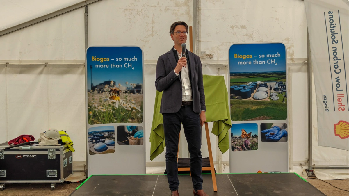 Biogasproduktion er en væsentlig del af løsningen på både klimaspørgsmålet, og i forhold til forsyningssikkerhed i en verden, der ikke er helt så sikker, som den tidligere var, lød det fra Thomas De Boer, direktør i Shell Biogas. Foto: Henning K. Andersen