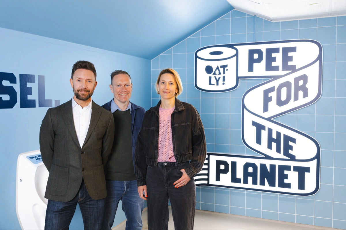 Fra venstre: Jimmy Rosengren, adm. direktør for Malmö FF, Björn Vinnerås, professor ved SLU og Caroline Reid, Senior Sustainability Director hos Oatly. 
