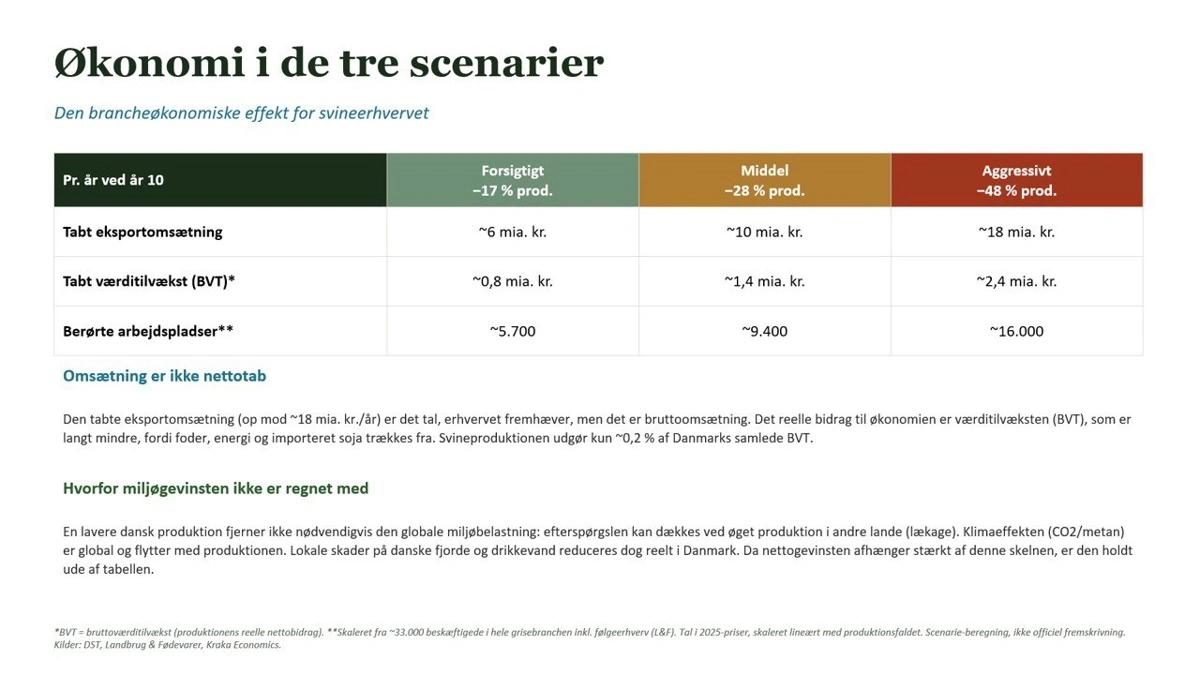 Graf 3. Økonomiske effekter for grisebranchen af det nye regeringsgrundlag.
