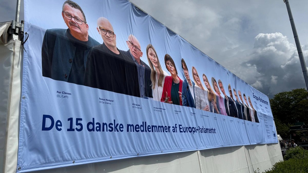 Europa-Parlamentets danske kontor er en synlig aktør, når der er folkemøde på Bornholm. Banneret her viser de danske repræsentanter i det europæiske parlament.