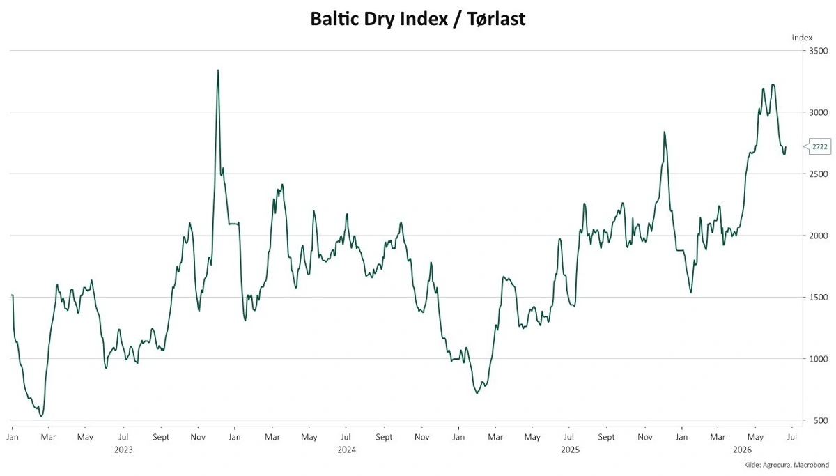 Baltic Dry Index er et mål for, hvad det koster at fragte tørlast ad de store oversøiske ruter.
