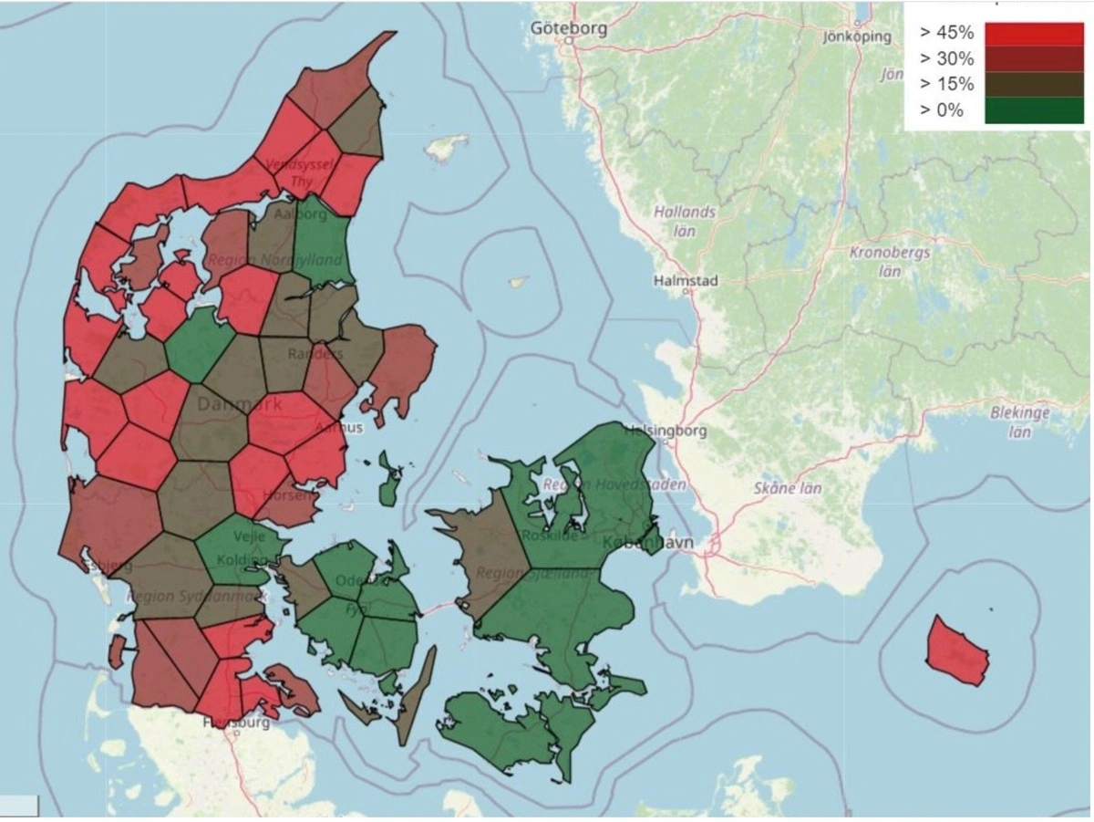 Sjælland og øerne er nu næsten fri for PRRS. Kilde: L&F Gris