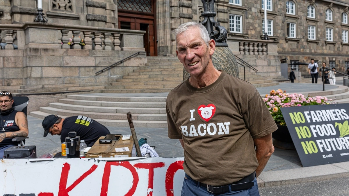 Svineproducent Peter Kjær Knudsen var blandt de fremmødte til demonstrationen.
