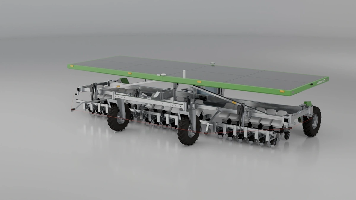 FarmDroid FD60 passer til afgrøder som løg, roer, majs, grønne bønner, endivie, cikorie og spinat. Robotten er opbygget som ren så- og rensemaskine. 