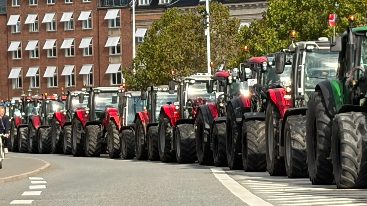 Knap 300 traktorer kørte i kortege i indre København. Foto: Henriette Lemvig