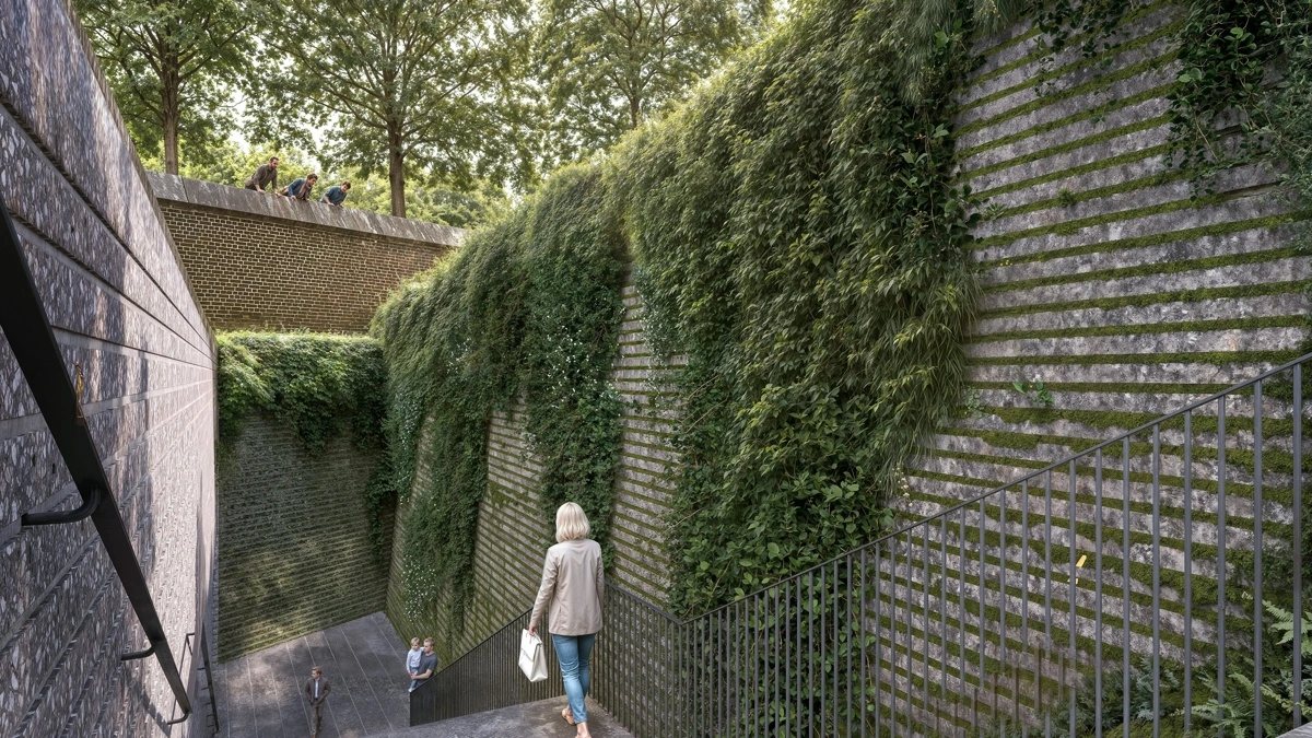 På vej ned mod det nye skatkammer blotlægges Rosenborgs historiske bastionsmure og bliver en synlig del af fortællingen om slottets mange lag.