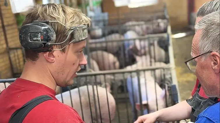 LVK-dyrlæge Kjetil Johannsen gennemgår besætningen sammen med griseproducent Jonas. Velfærdstjekket skal give nye øjne på blandt andet dyr, staldmiljø, rutiner og management.