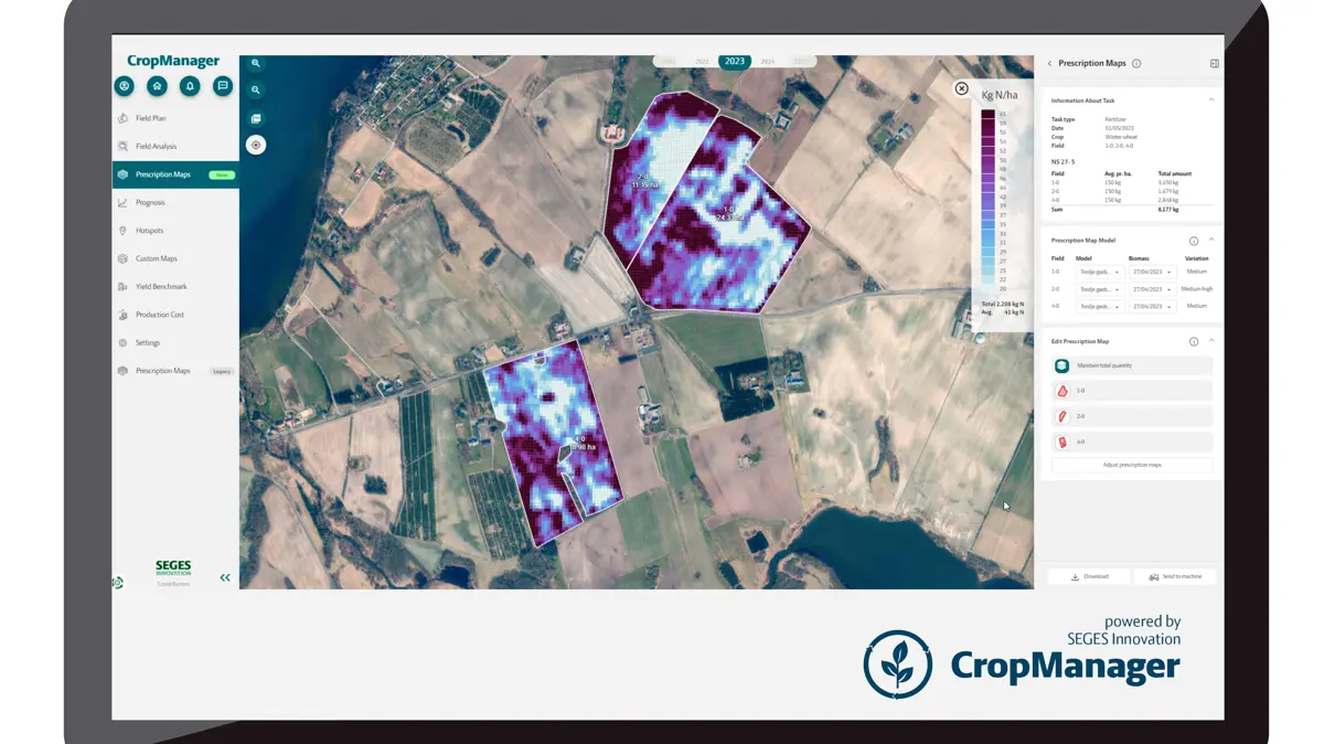 CropManager er udviklet af Seges Innovation med det formål, at markkort, planlagte opgaver, tildelingskort og dokumentation for udført arbejde skal være samlet samme sted. Arkivfoto
