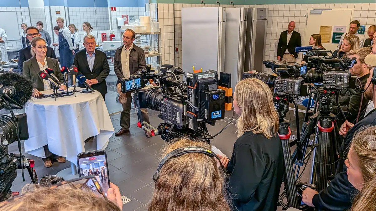 Fire ministre præsenterede onsdag planerne for grisefireparten på et pressemøde på Hotel- og Restaurantskolen i Valby ved København. Foto: Morten Ipsen