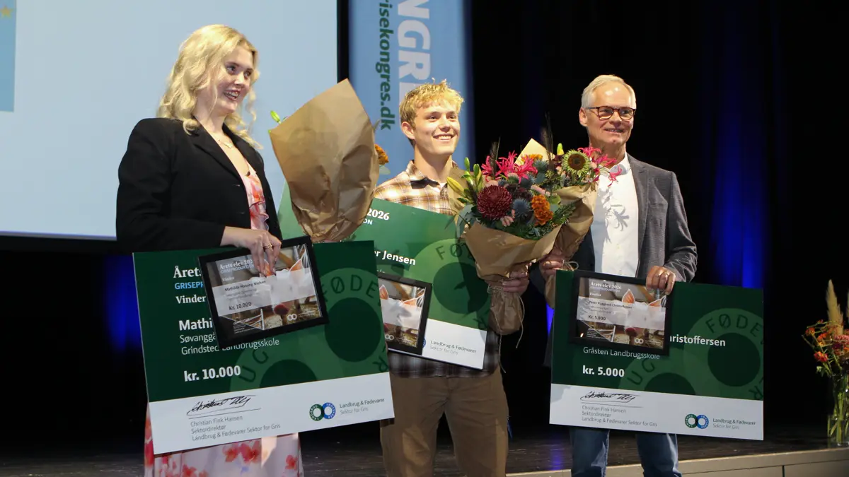 Der var tre nominerede til Årets Elev:
•	Mathilde Hassing Nielsen, Søvanggård Opformering, Grindsted Landbrugsskole 
•	Peter Stubkjær Jensen, Krogsgaard Landbrug, Bygholm Landbrugsskole
•	Peter Puggaard Christoffersen, Pedersminde Agro, Gråsten Landbrugsskole. (Han var repræsenteret af sin far.)

Foto: Erik Hansen