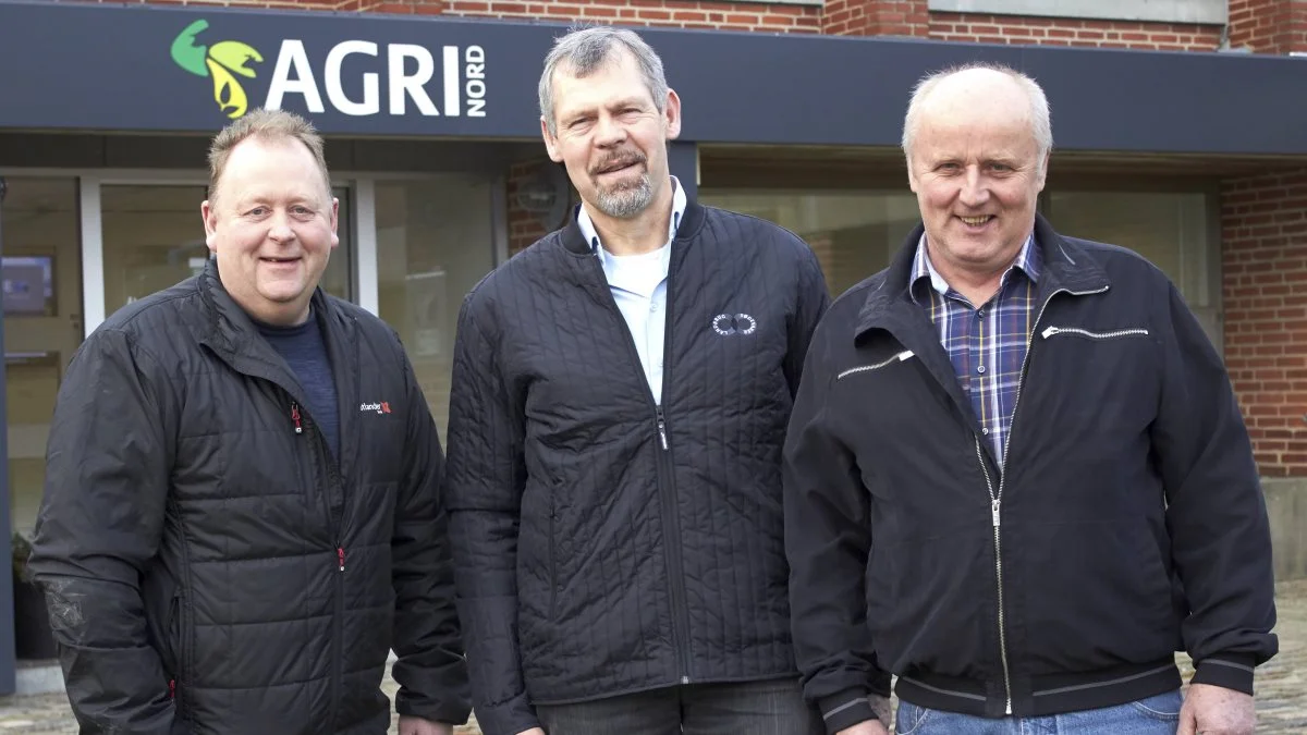 Fra venstre ses Per Laursen, Jens Verner Pedersen og Ulrik Lund, der er henholdsvis formand for Dansk Kødkvæg, formand for Agri Nords kvægudvalg og formand for Kødkvægsforeningen Himmerland.