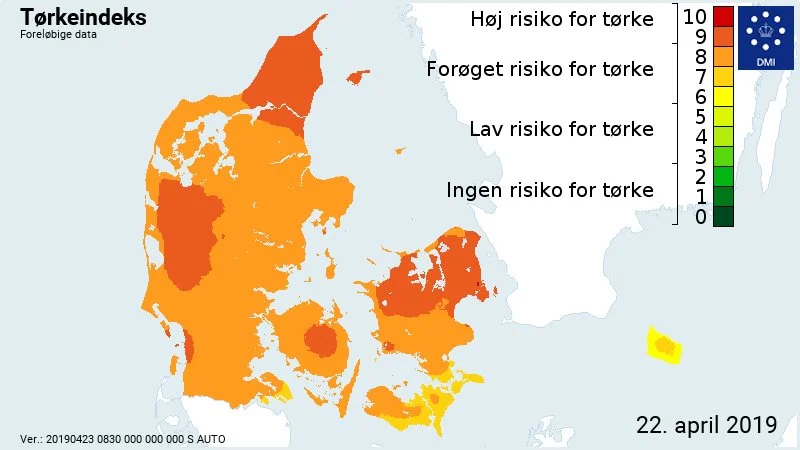 Tørkeindeks 22. april 2019