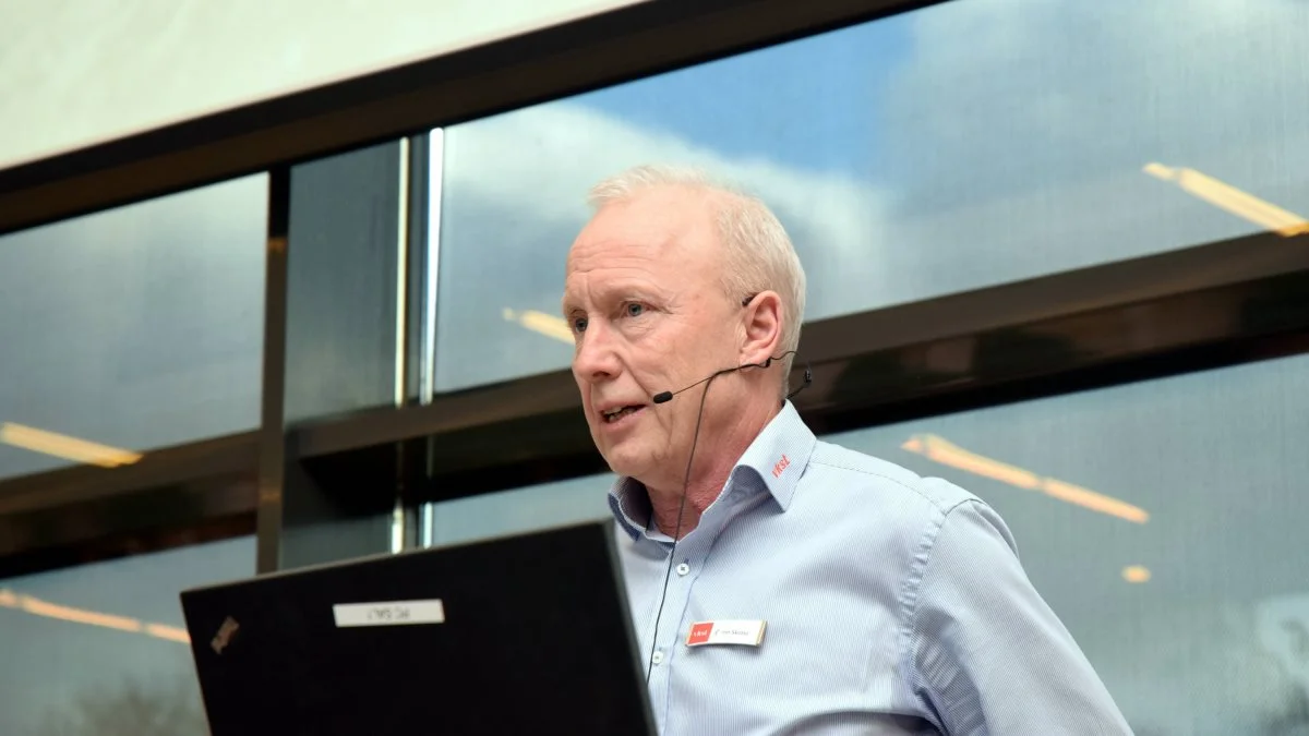 - Grundlæggende vurderer jeg, at økonomien i den danske svineproduktion er markant styrket i dag i forhold til for 5-10 år siden, lød det fra den erfarne økonomirådgiver i VKST, Finn Skotte, på årsmødet for svineproducenter i Sorø i onsdags. Foto: Morten Ipsen