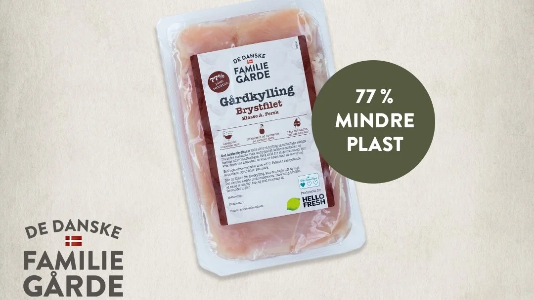 Sådan ser den nye kyllingeemballage ud til HelloFresh' måltidskasser. Foto: De Danske Familiegårde