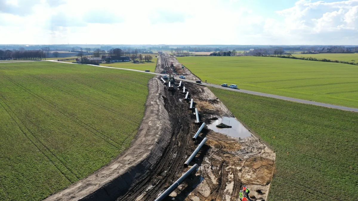 Der har i flere dele af Danmark været arbejdet længe på Baltic Pipe-projektet, som her ved Nyborg, hvor arbejdet har stået stille i denne uge. Foto: Per Jørgensen