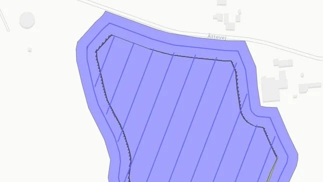 Overlap med autostyring og sektionsafluk på 12 sektioner. Her er markens overlap reduceret til 1,1 procent.