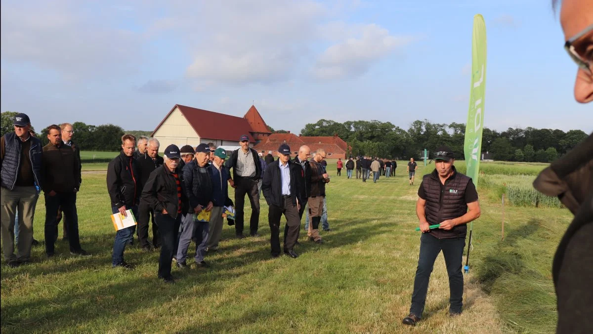 Herregården Bramstrup har gennem årtier lagt areal til et stort forsøgs- og democenter i et samarbejde mellem DLG, Patriotisk og - her på billedet - DLF, der viser græsfrøsorter og deres vækstregulering. Fotos: Jørgen P. Jensen