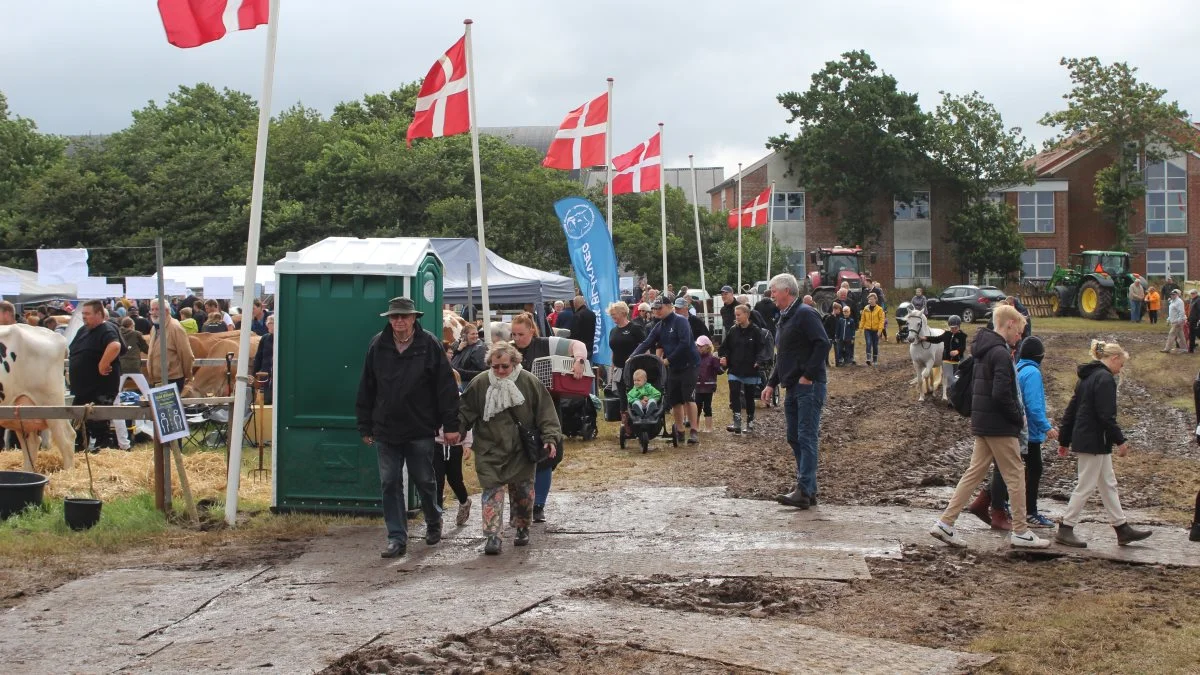 Vand og mudder – det krævede sin man/kvinde at komme til dyrskue i Ribe. Foto: John Ankersen

