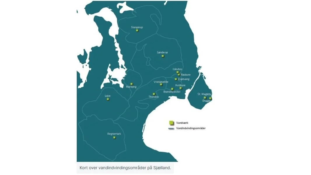 Screenshot fra Hofors hjemmeside. Grænserne markerer vandindvindingsområderne ifølge vandforsyningsselskabet.  