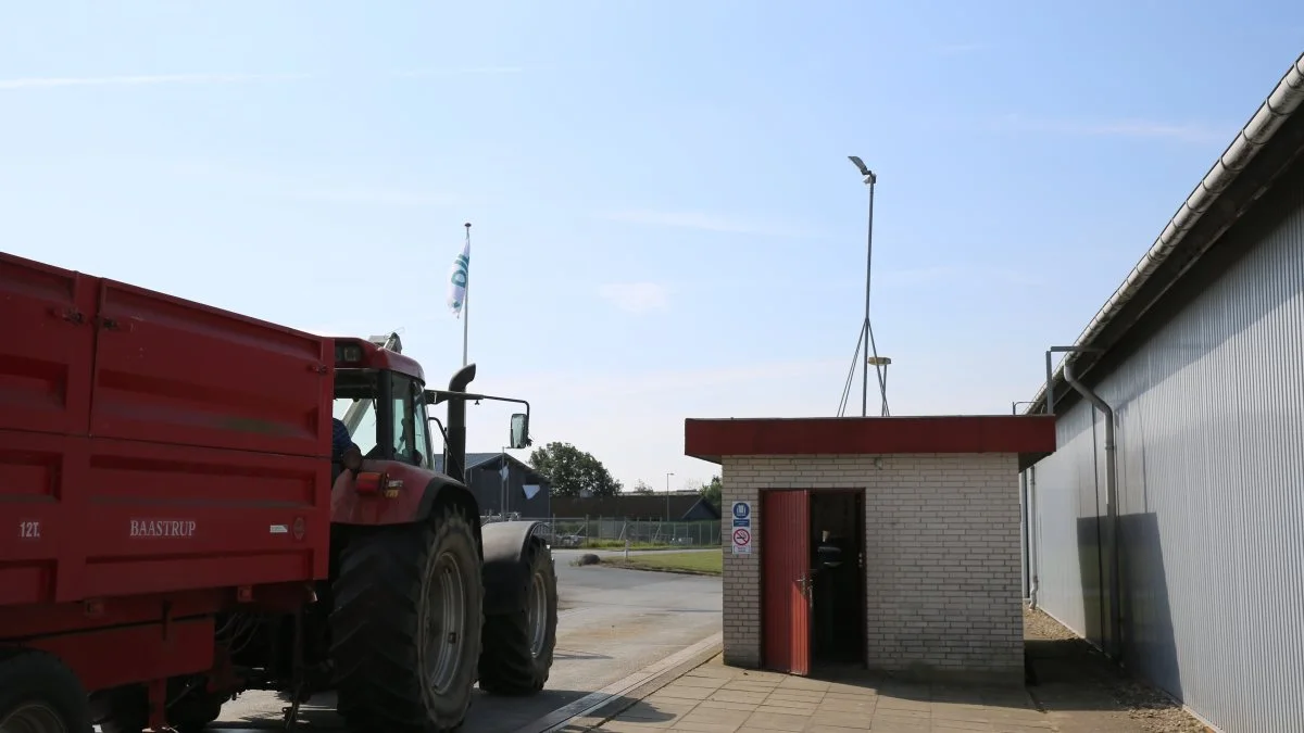 DLG's modtagestation i Hovedgaard nord for Horsens er kun i brug i forbindelse med høstsæsonen, så landmænd kan indlevere deres afgrøder. Foto: DLG
