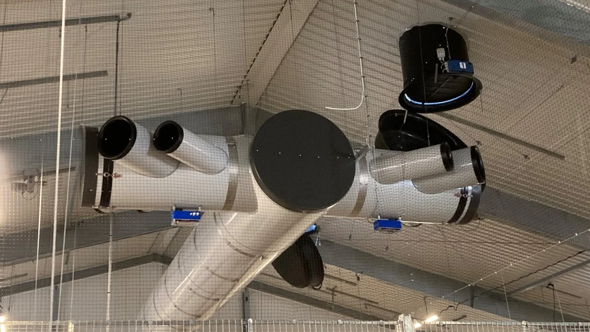 Indblæsningsløsningen med to dobbelte enheder med hver fire dyser.

