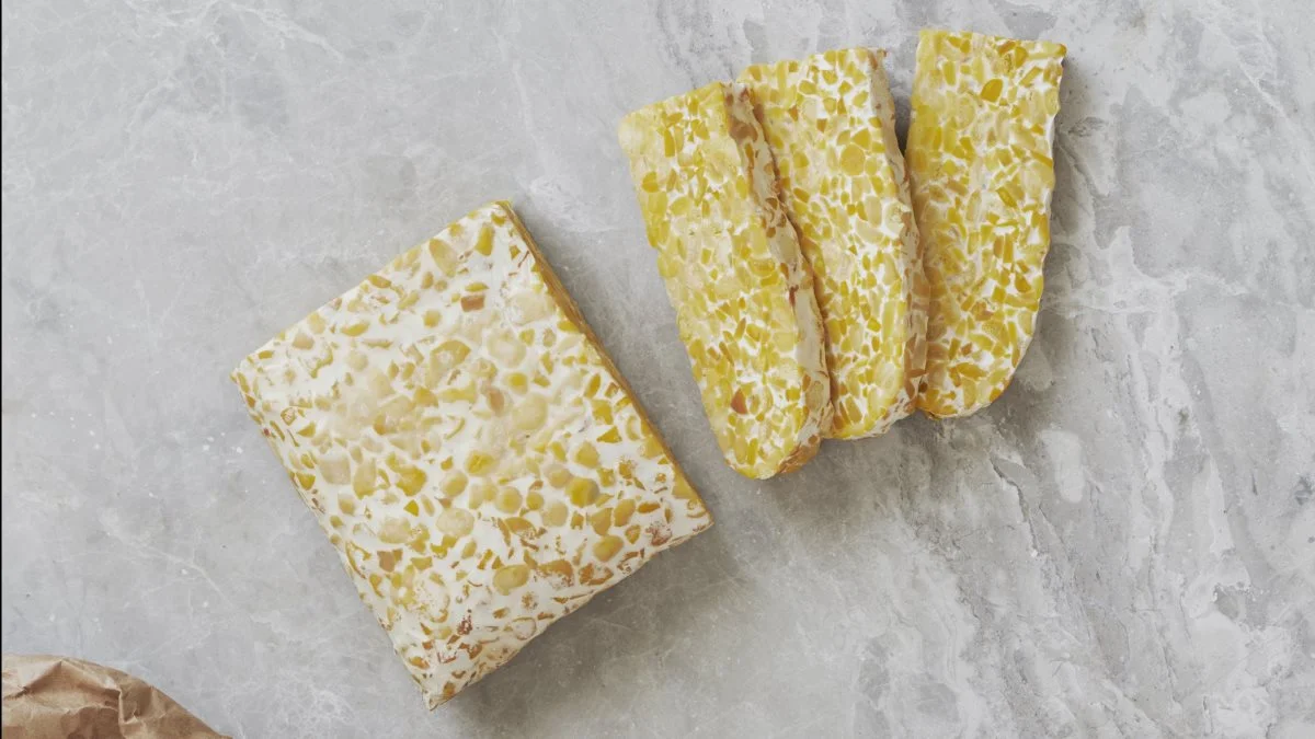 Foodtures 'tæmpeh' har et tofu-lignende udseende og konsistens. Foto: Foodture