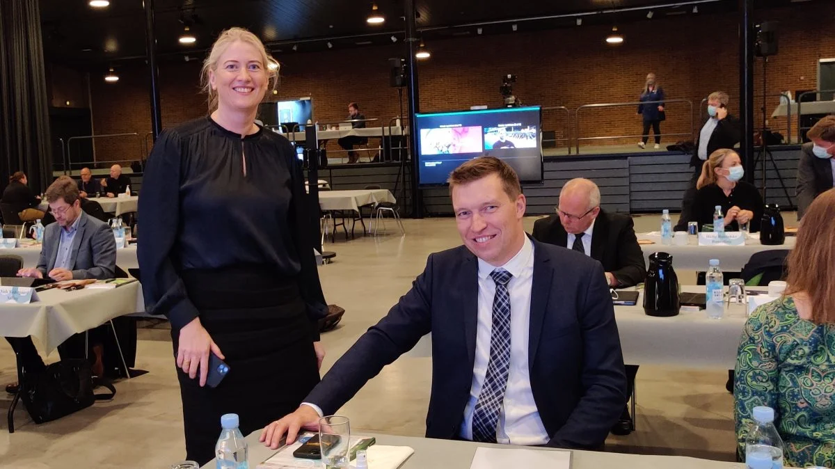 L&F-direktør Anne Arhnung og formand Søren Søndergaard ses her under delegeretmødet i november sidste år, hvor sidstnævnte netop overtog formandsposten i organisationen. Foto: Lasse Ege Pedersen