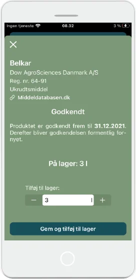 Appen KemiTjek gør det muligt at scanne en kemidunk med telefonen og på få sekunder få svar på, om det fortsat er lovligt at opbevare og anvende produktet. Her ses et screenshot fra appen.