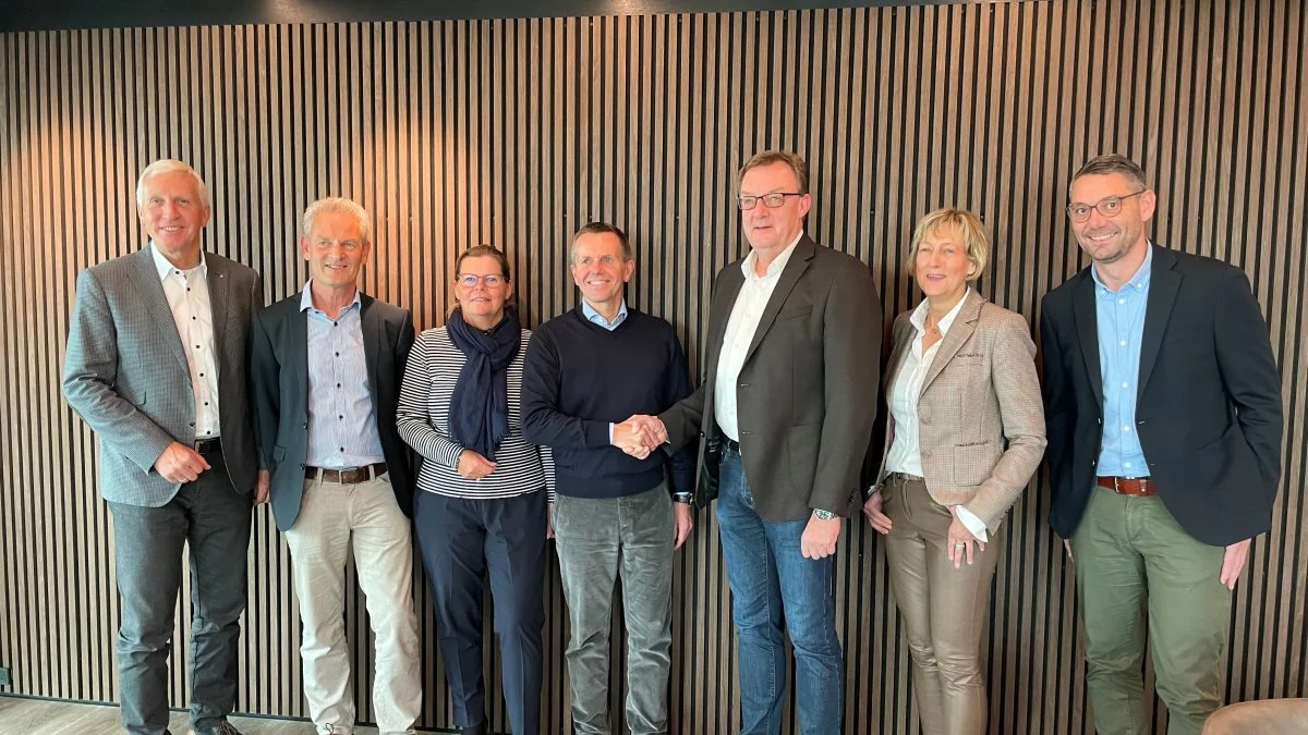 Fra venstre: Franz-Josef Sextro, Allan Trøjborg , Judith Domino, Asger Domino, Klemens Westerkamp, Jutta Sextro, Volker Schönig