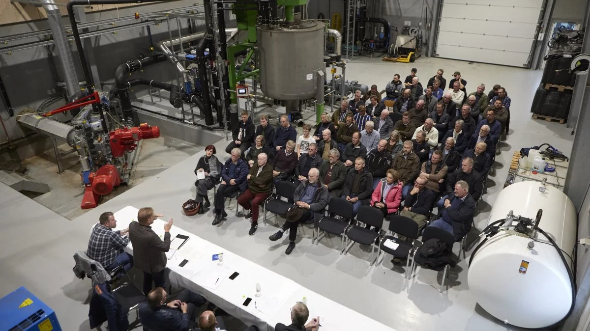 Flemløse Biogas i Assens Kommune dannede mandag rammen om et vælgermøde, hvor der blev sat fokus på landbrugets fremtid, og hvor der naturligt nok også kom klima og energi på dagsordenen. Foto: Erik Hansen