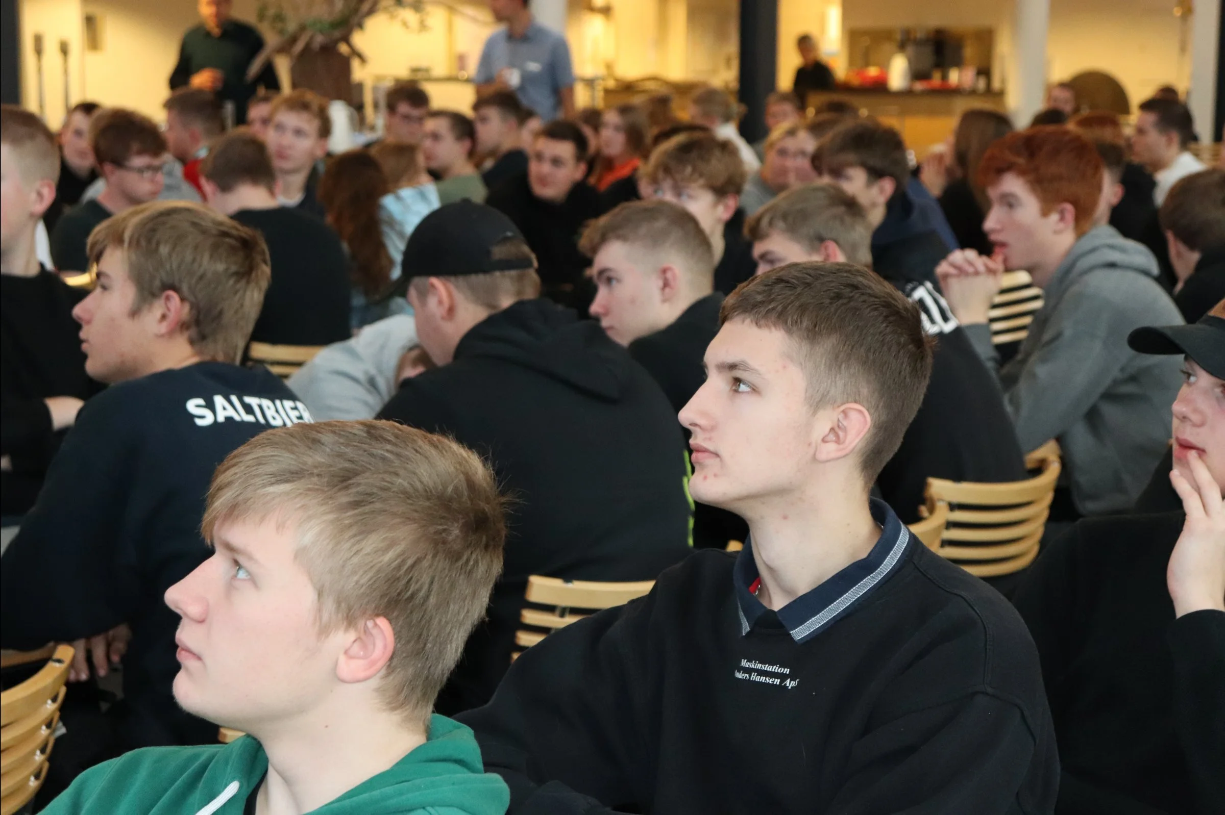 De studerende hørte blandt andet Arla, Danish Crown og Seges fortælle om fordelene ved at tænke mere i bæredygtighed og klima. Foto: Hans Stokholm Kjer