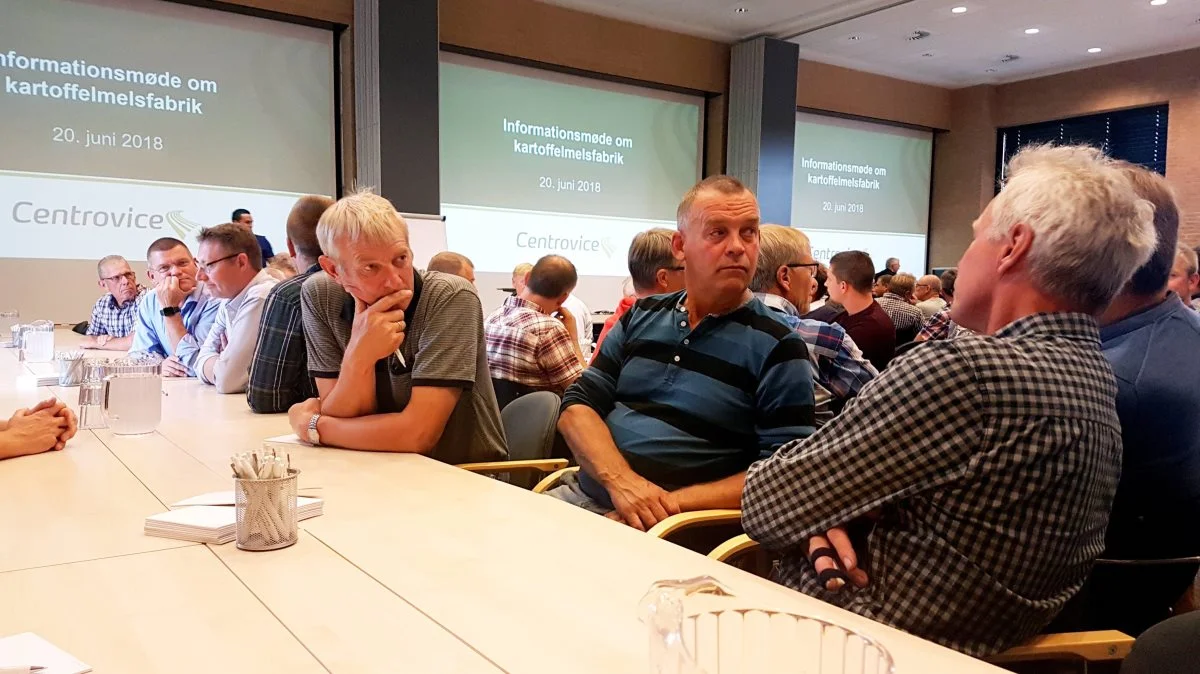 Interessen for en fynsk kartoffelmelsproduktion er stor. På onsdagens informationsmøde var omkring 200 interesserede mødt op hos Centrovice i Vissenbjerg. Fotos: Jacob Lund-Larsen  