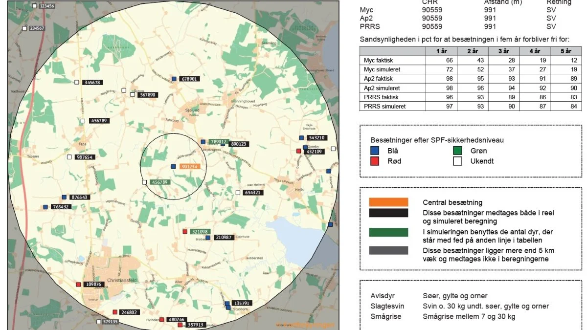 GIS-kortet bygger på data fra CHR-registret og SPF-Sund. Kilde: L&F Gris