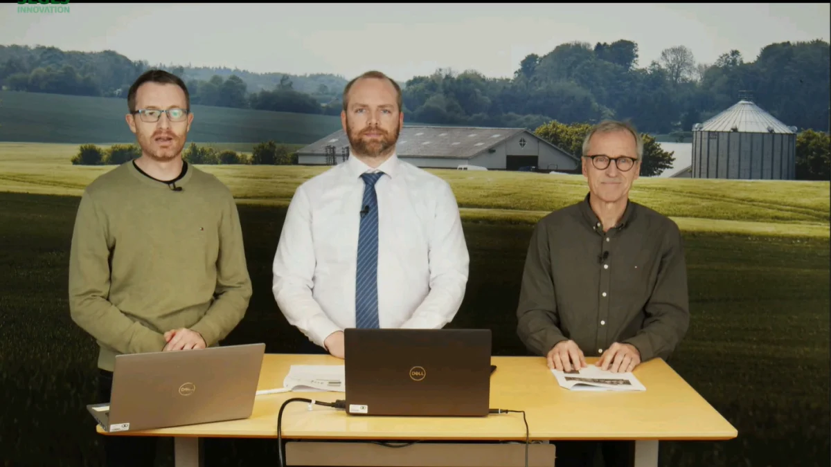 Landskonsulent Poul Henning Petersen (th.) og specialkonsulent Jacob Krog (i midten) - her sammen med chefkonsulent Carsten Fabricius - alle fra Seges - har lavet beregninger på konsekvenserne af en eventuel udfasning af glyphosat.