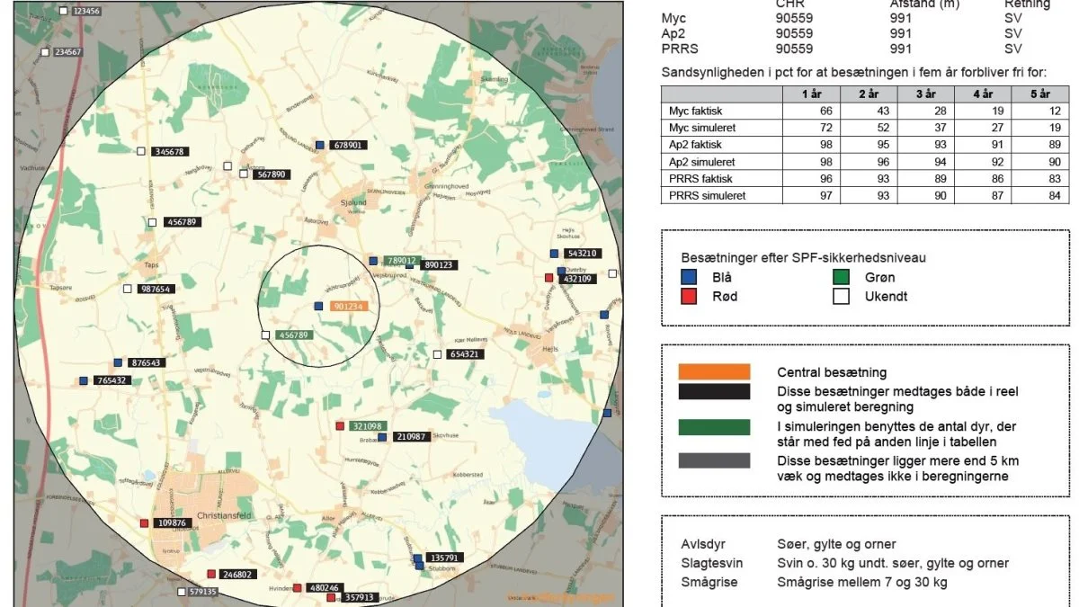 GIS-kortet bygger på data fra CHR-registret og SPF-Sund. Kilde: L&F Gris