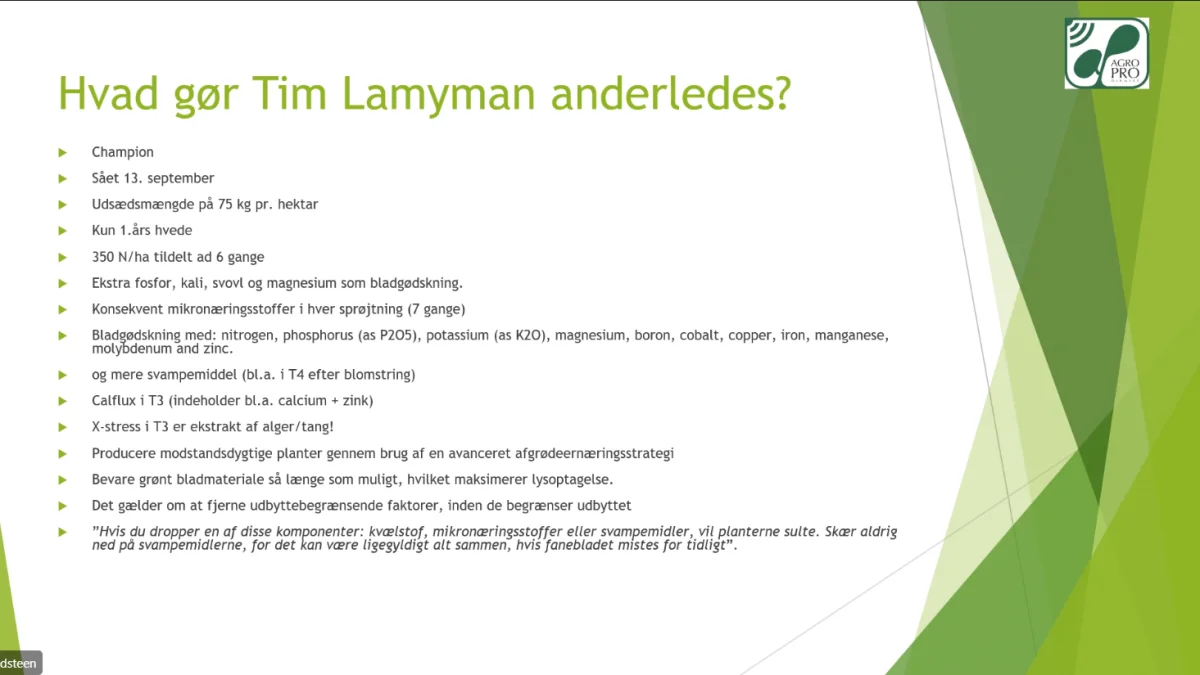 Tim Lamyman giver den tydeligvis maksimal input af gødning og hjælpestoffer i sine hvedemarker. Kilde: Vagn Lundsteen